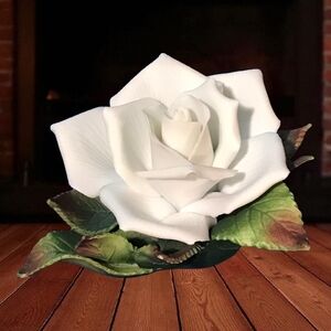 Beautiful Porcelain White Rose 3" H x 5" W
